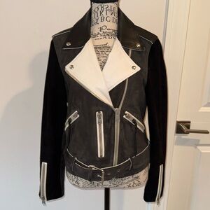 All Saints Balfren Mixed Leather Moto Jacket